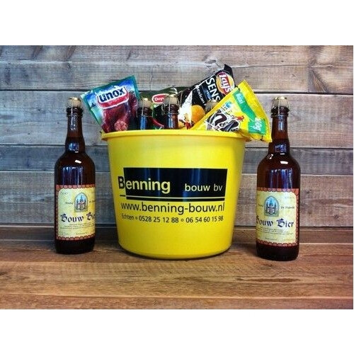 Goedgevulde emmer als geschenkpakket