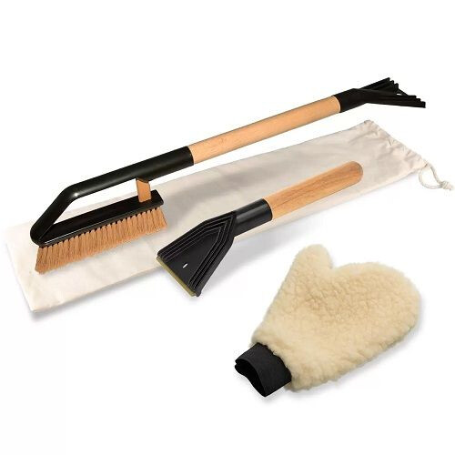 Winterset schraper met handschoen gemaakt van schapenwol