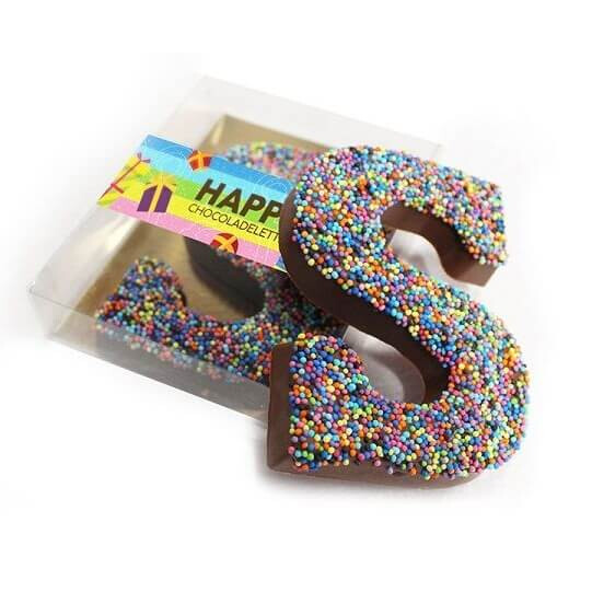 HappyTruffel chocoladeletter met logo