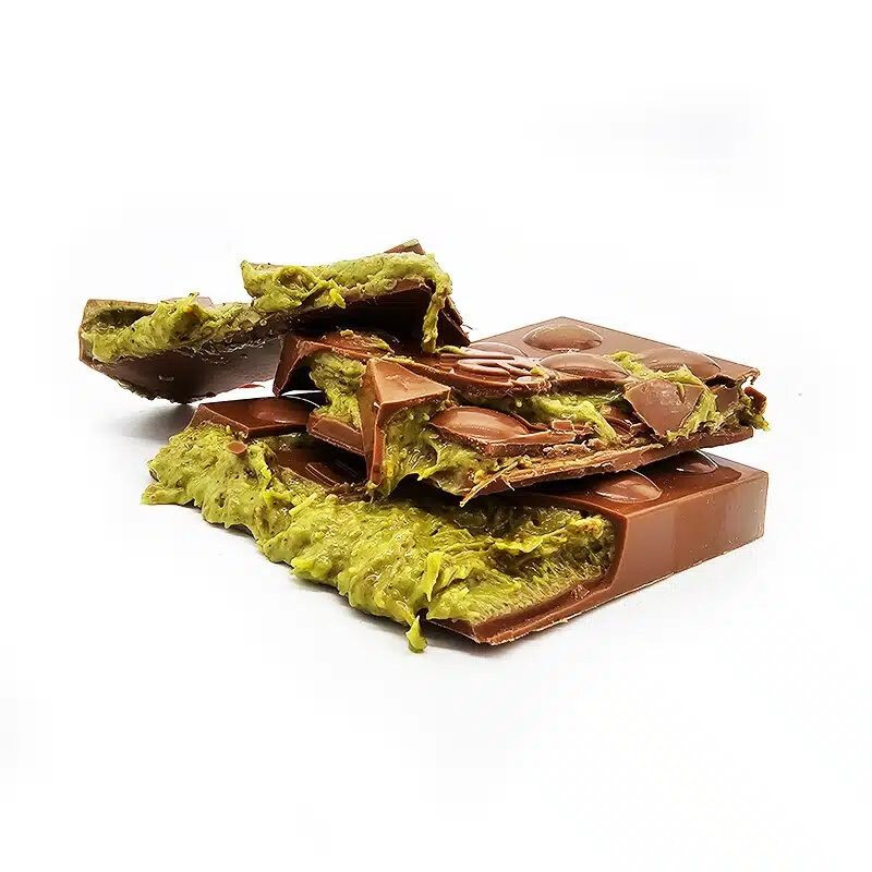 Dubai pistache knafeh chocolade kerstboom met logo